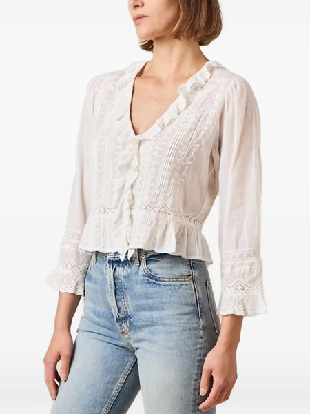  Dôen Eldoris Ruffled Lace Top - White 