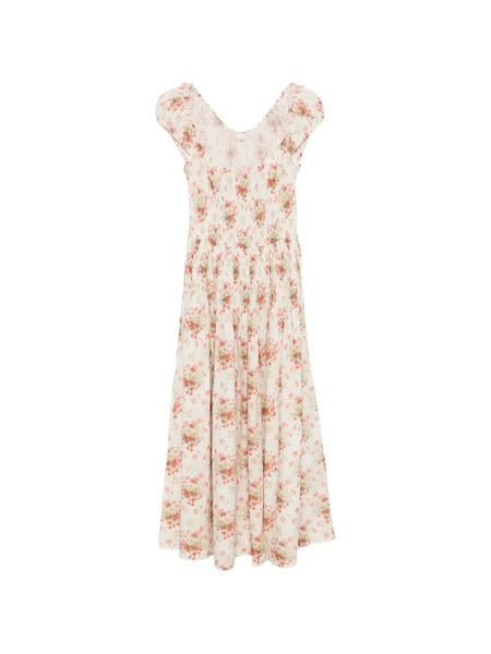  Dôen Quinette Square-neck Flower-print Midi Dress - Neutrals 