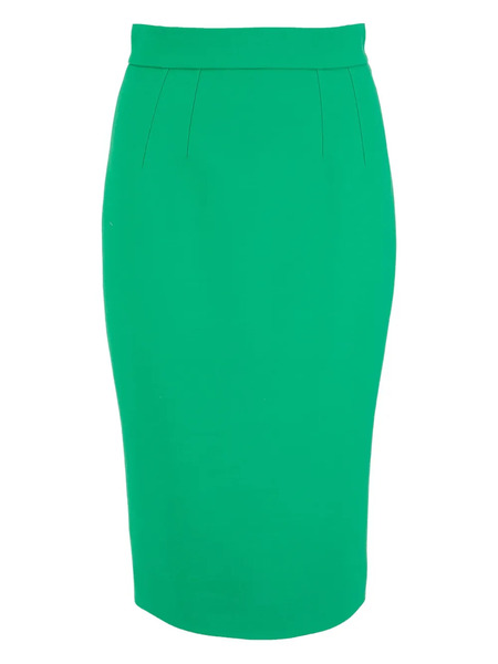  Dolce & Gabbana Back-slit Zip Midi Skirt - Green 