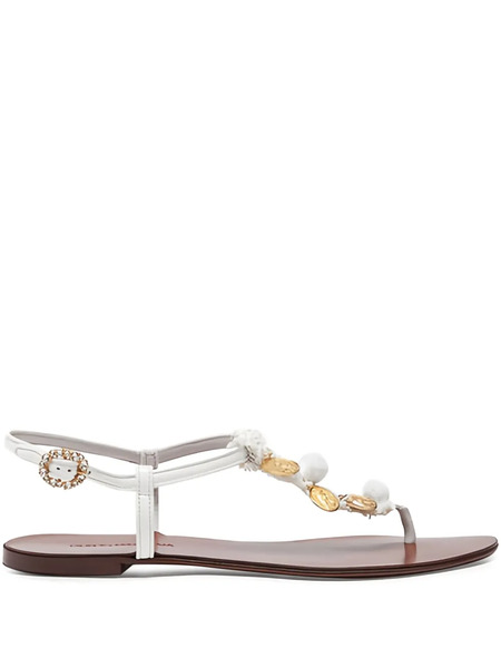  Dolce & Gabbana Bead-embellished Sandals - White 