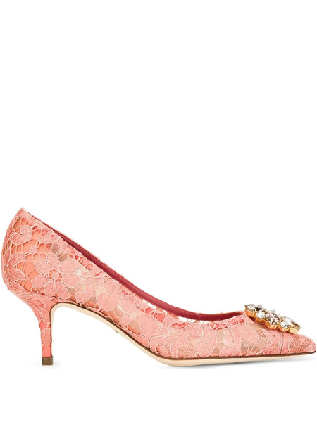  Dolce & Gabbana Bellucci Lace Heeled Pumps - Pink 