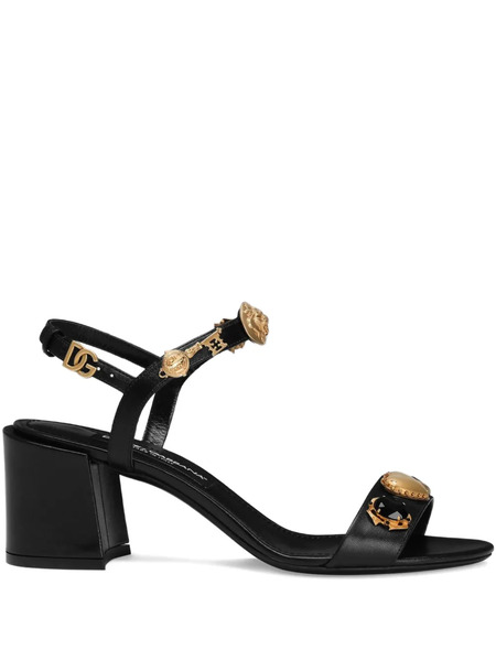  Dolce & Gabbana Block-heel Embellished Sandals - Black 