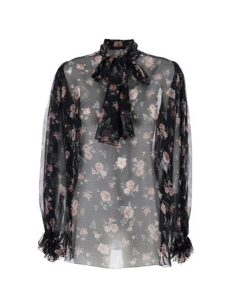  Dolce & Gabbana Bow Ruffled Blouse - Black 