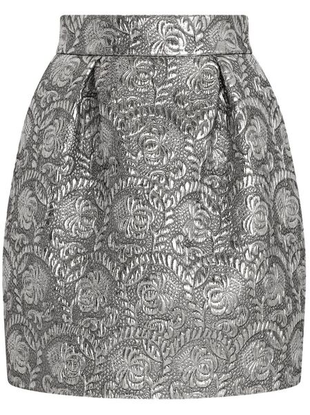  Dolce & Gabbana Brocade-effect Midi Skirt - Silver 
