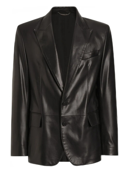  Dolce & Gabbana Buttoned Leather Blazer - Black 
