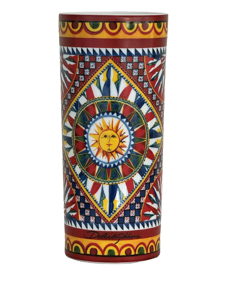  Dolce & Gabbana Cart Patterned Vase (10 Cm X 23 Cm) - Red 
