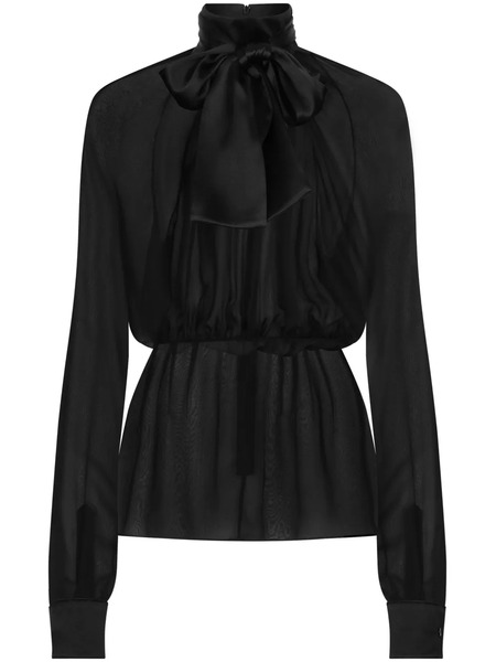 Dolce & Gabbana Chiffon Pussy-bow Blouse - Black 
