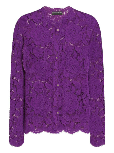  Dolce & Gabbana Cordonetto Floral Lace Jacket - Purple 