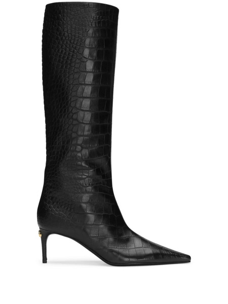  Dolce & Gabbana Crocodile-embossed Leather Boots - Black 