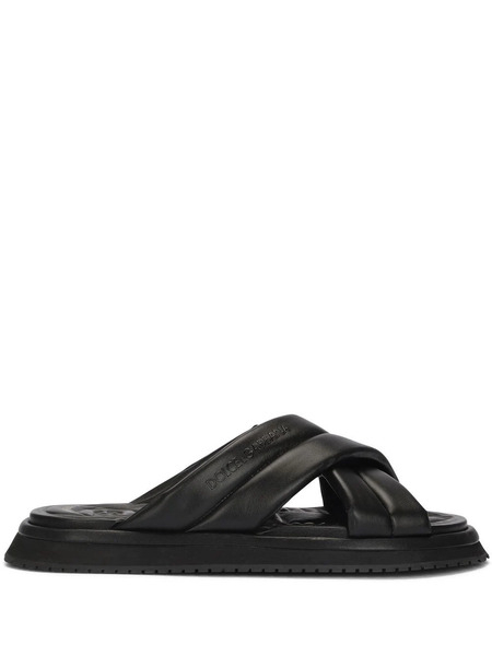  Dolce & Gabbana Crossover-strap Flat Sandals - Black 