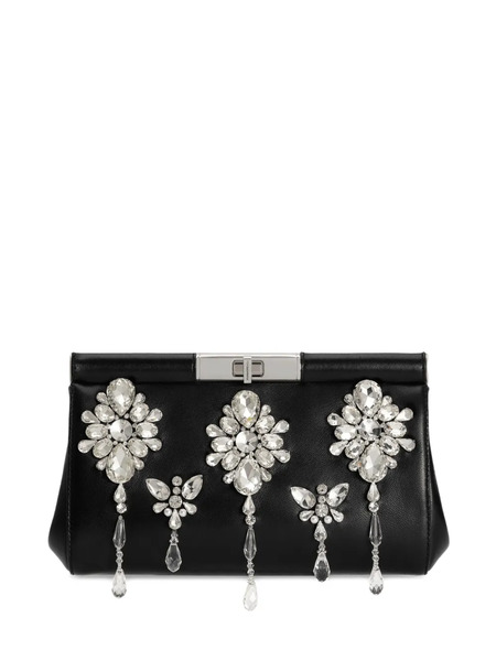  Dolce & Gabbana Crystal-embellished Clasp Clutch - Black 