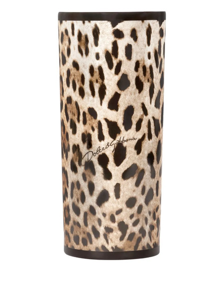  Dolce & Gabbana Cylindrical Leopard Porcelain Vase (10cm) - Brown 