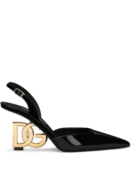  Dolce & Gabbana Dg-heel Leather Slingback Pumps - Black 