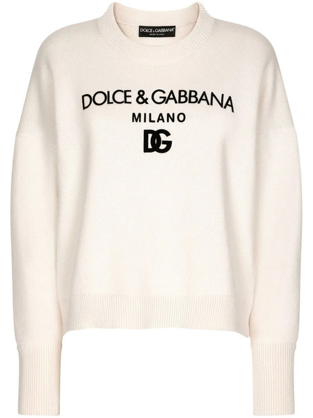  Dolce & Gabbana Dg-logo Cashmere Sweater - Neutrals 