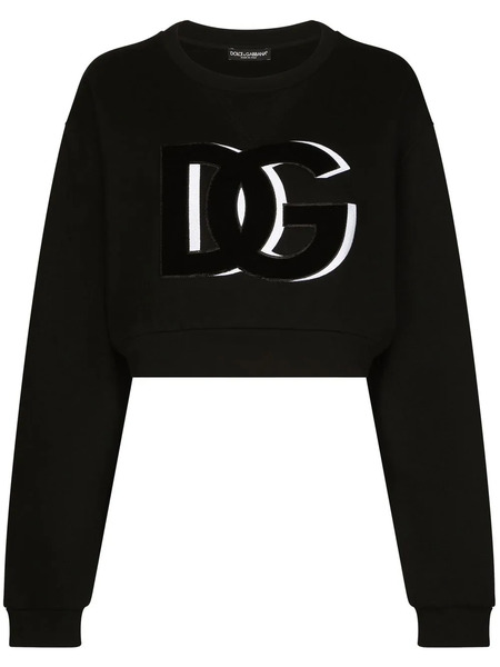  Dolce & Gabbana Dg-logo Cropped Sweatshirt - Black 
