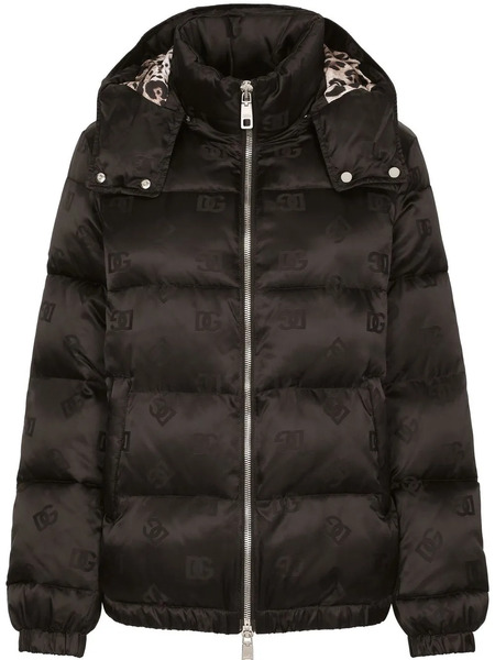  Dolce & Gabbana Dg-logo Jacquard Puffer Jacket - Black 