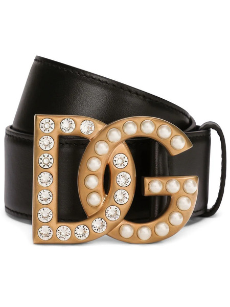  Dolce & Gabbana Dg-logo Leather Belt - Black 