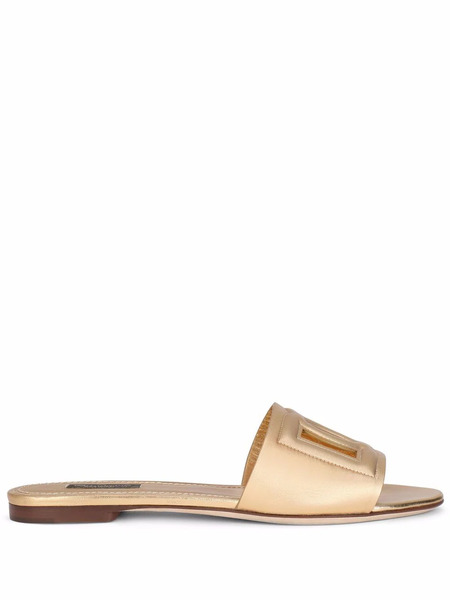  Dolce & Gabbana Dg-logo Leather Sandals - Gold 