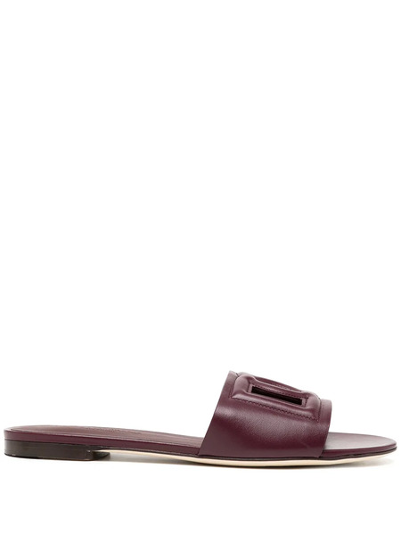  Dolce & Gabbana Dg Logo Leather Slides - Purple 