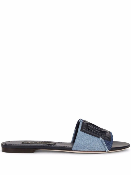  Dolce & Gabbana Dg-logo Patchwork-denim Sandals - Blue 