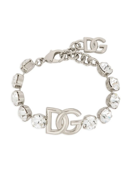  Dolce & Gabbana Dg-logo Rhinestone Bracelet - Silver 