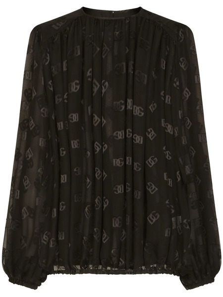  Dolce & Gabbana Dg-logo Satin Blouse - Black 