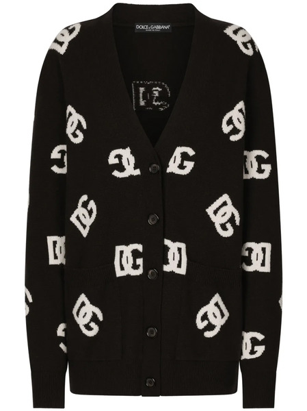  Dolce & Gabbana Dg Monogram Virgin Wool Cardigan - Brown 
