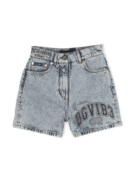  Dolce & Gabbana Dgvib3 Logo-print Denim Shorts - Blue 