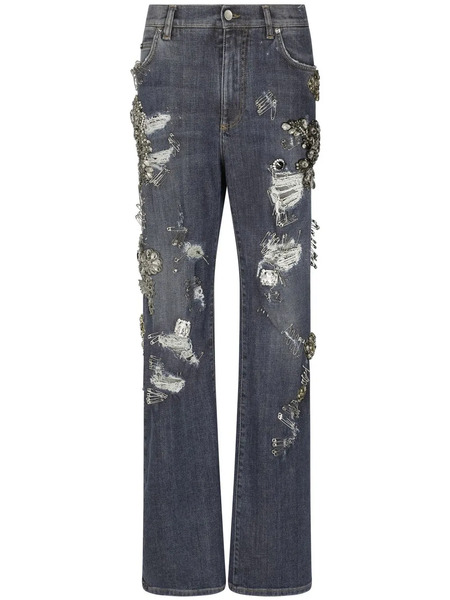  Dolce & Gabbana Distressed Straight-leg Jeans - Blue 