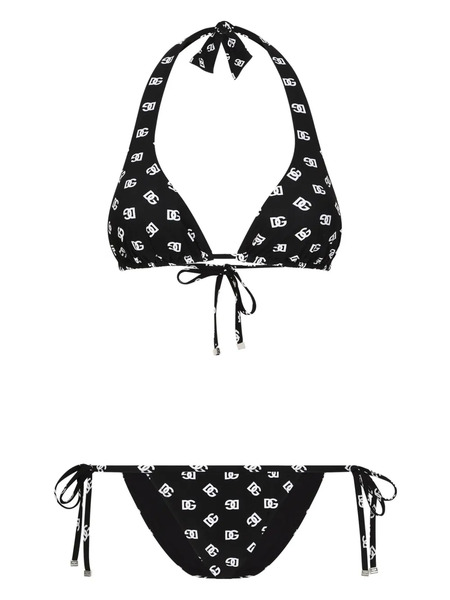  Dolce & Gabbana Dna Dg-logo Print Triangle-cup Bikini Set - Black 
