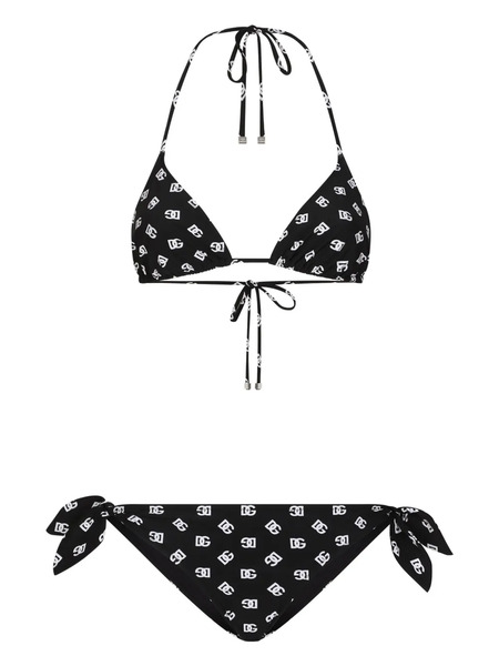  Dolce & Gabbana Dna Dg-logo Print Triangle-cup Bikini Set - Black 