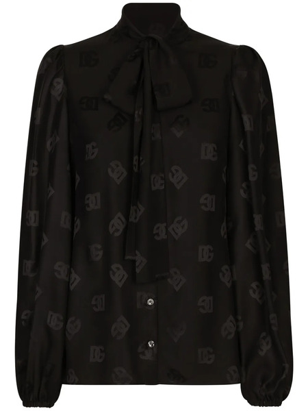  Dolce & Gabbana Dna Monogram-jacquard Silk Shirt - Black 