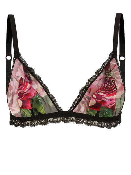  Dolce & Gabbana Dna Rose-print Bra - Black 