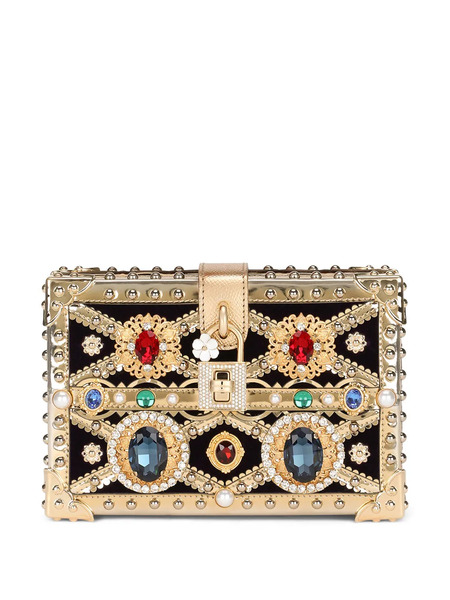  Dolce & Gabbana Dolce Box Bejewelled Mini Bag - Gold 