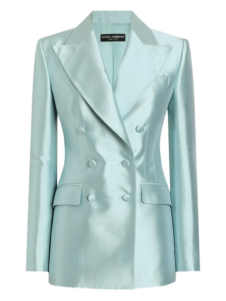  Dolce & Gabbana Double-breasted Satin Blazer - Blue 