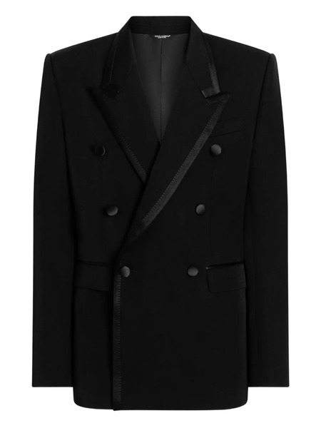 Dolce & Gabbana Double-breasted Satin-trim Suit Jacket - Black 