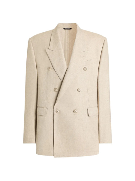  Dolce & Gabbana Double-breasted Tweed-effect Silk And Hemp Jacket - Neutrals 
