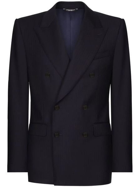  Dolce & Gabbana Double-breasted Wool Blazer - Blue 