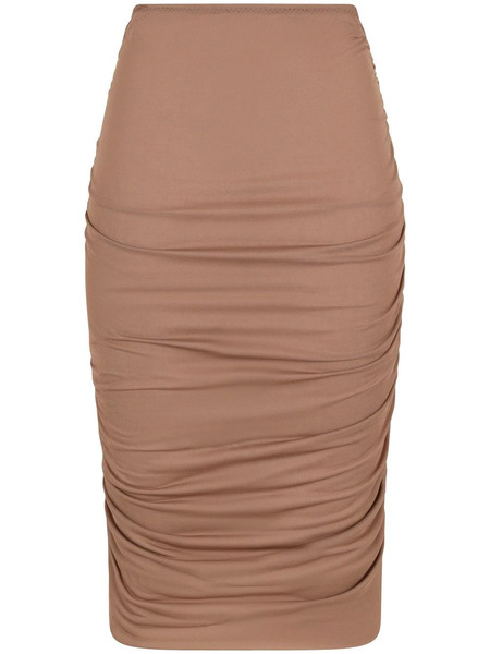  Dolce & Gabbana Draped-detail Midi Skirt - Brown 