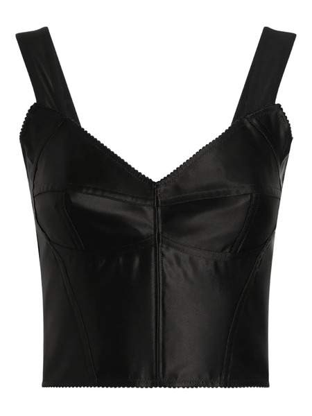  Dolce & Gabbana Elastic Satin Top - Black 