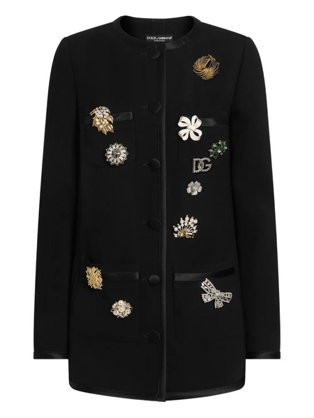  Dolce & Gabbana Embellished Button-front Jacket - Black 