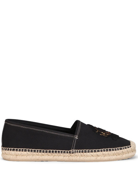  Dolce & Gabbana Embroidered Canvas Espadrilles - Black 