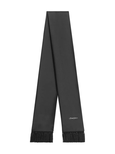  Dolce & Gabbana Embroidered-logo Fringe Scarf - Black 