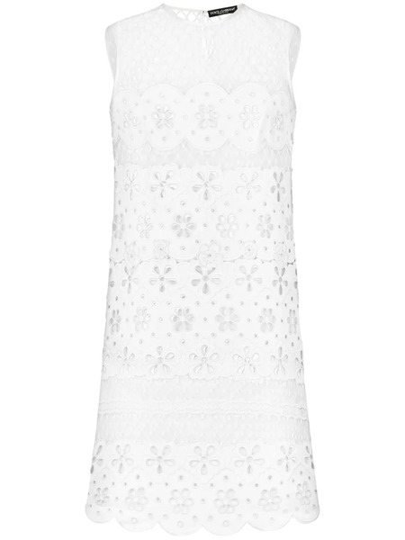  Dolce & Gabbana Embroidered Mesh Minidress - White 