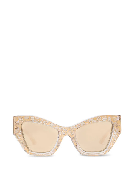  Dolce & Gabbana Eyewear Dg Lace Pattern Cat-eye Sunglasses - Gold 