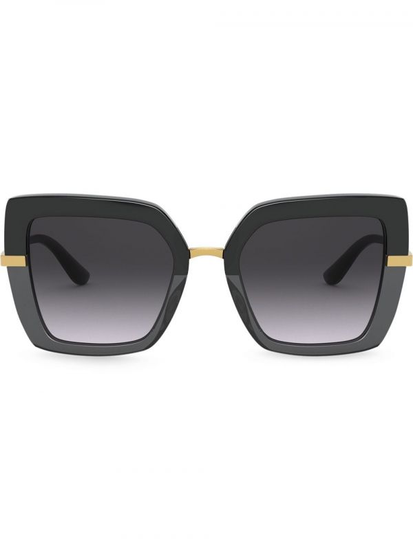  Dolce & Gabbana Eyewear Half Print Oversize-frame Sunglasses - Black 