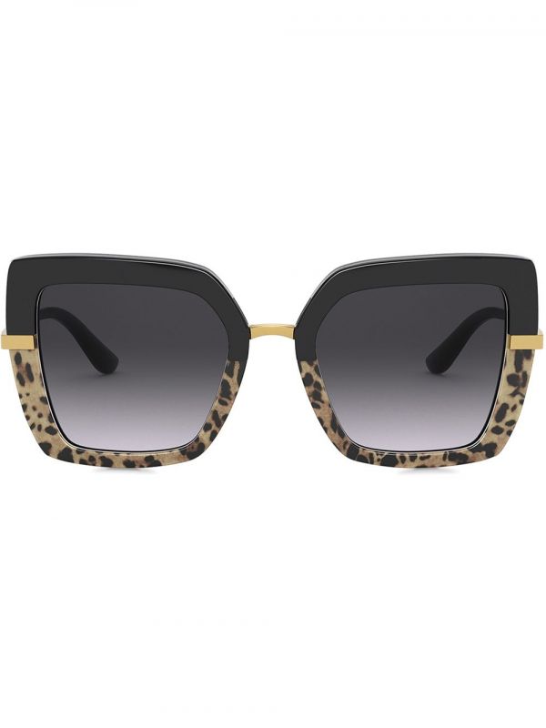  Dolce & Gabbana Eyewear Half Print Square-frame Sunglasses - Black 