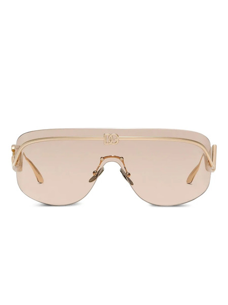  Dolce & Gabbana Eyewear Logo-plaque Pilot-frame Sunglasses - Gold 