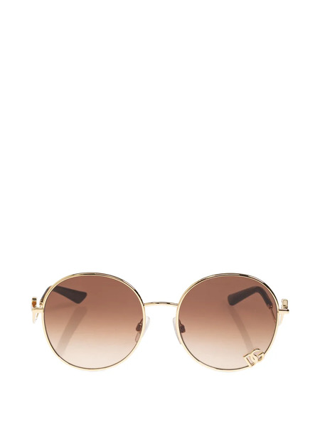 Dolce & Gabbana Eyewear Logo Round-frame Sunglasses - Gold 