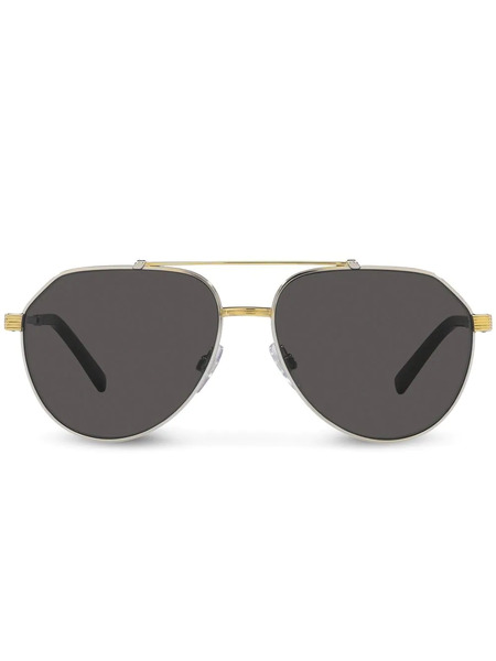  Dolce & Gabbana Eyewear Pilot-frame Logo Sunglasses - Gold 